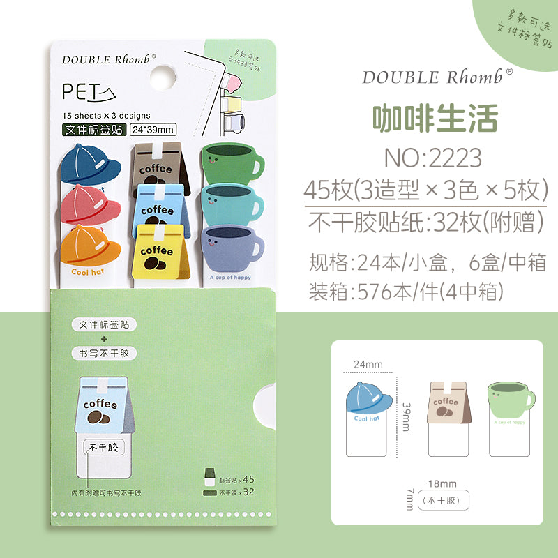 STICKY INDEX LABEL COFFEE 2222