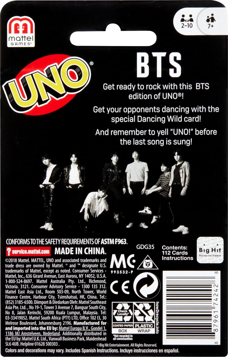 MATTEL UNO BTS CARD GAME