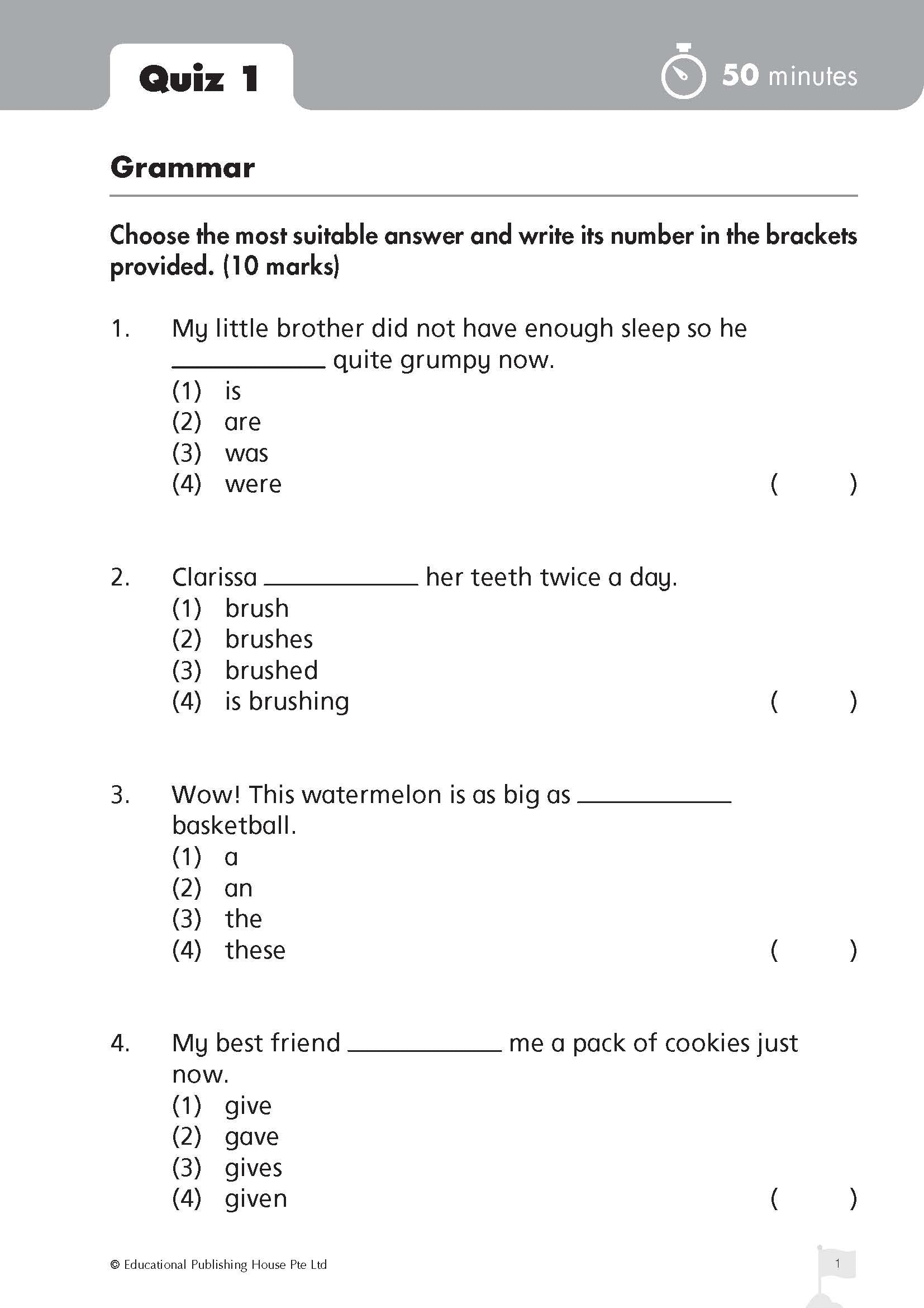 Primary 1 English Top The Class: Tests And Quizzes