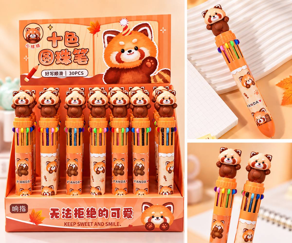  Red Panda 10-in-1 Colour Ballpoint Pen - 2 Assorted Design 