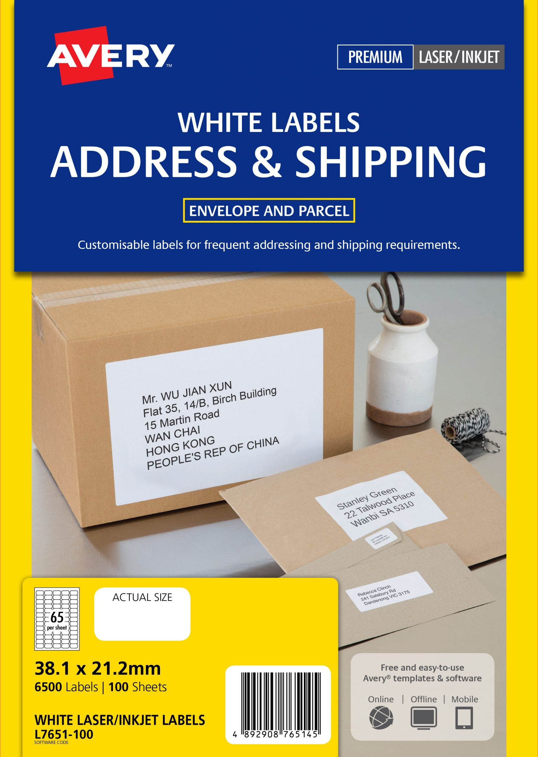 Avery Label Laser L7651 38.1x21.1mm