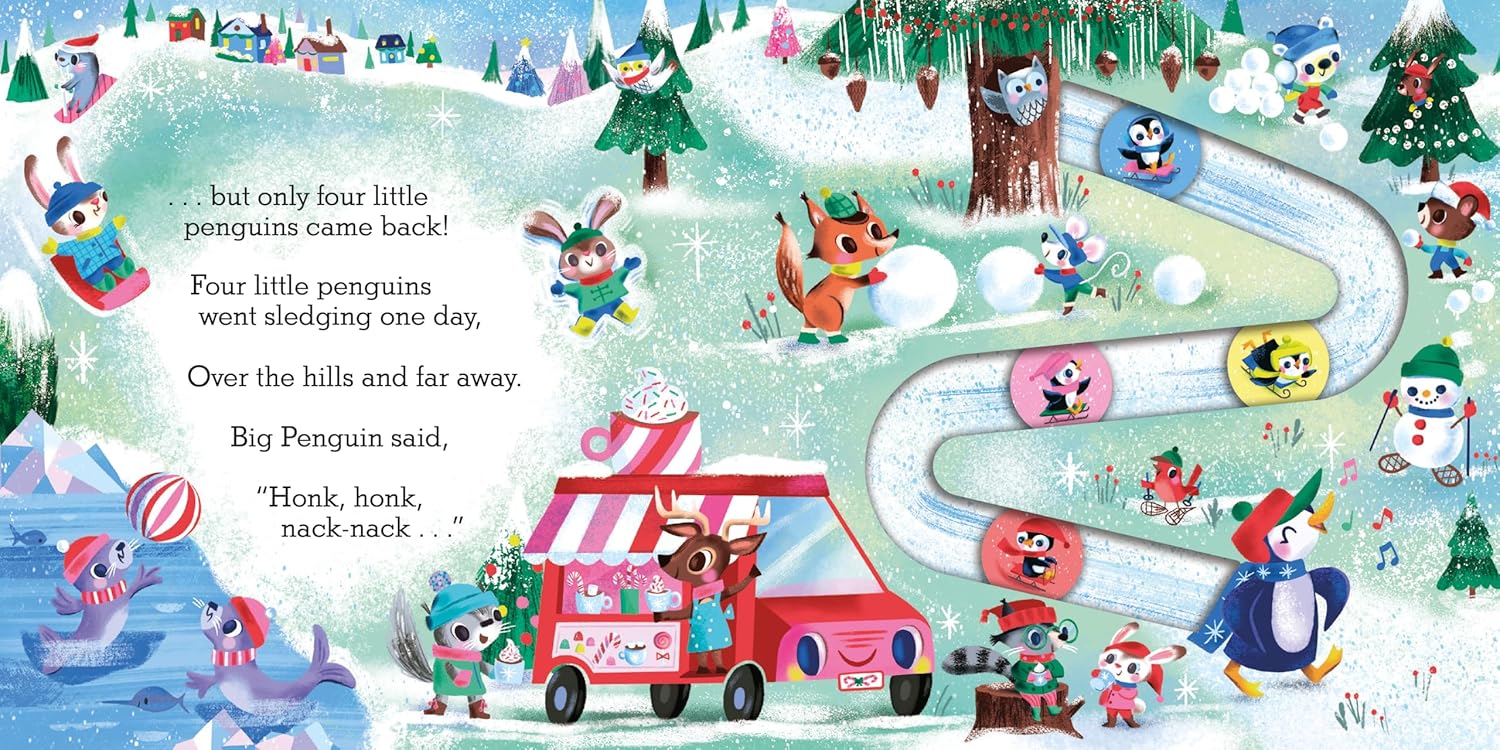 Five Little Penguins: A Festive Nursery Rhyme Counting Book for Toddlers (Slide and Count, 5)