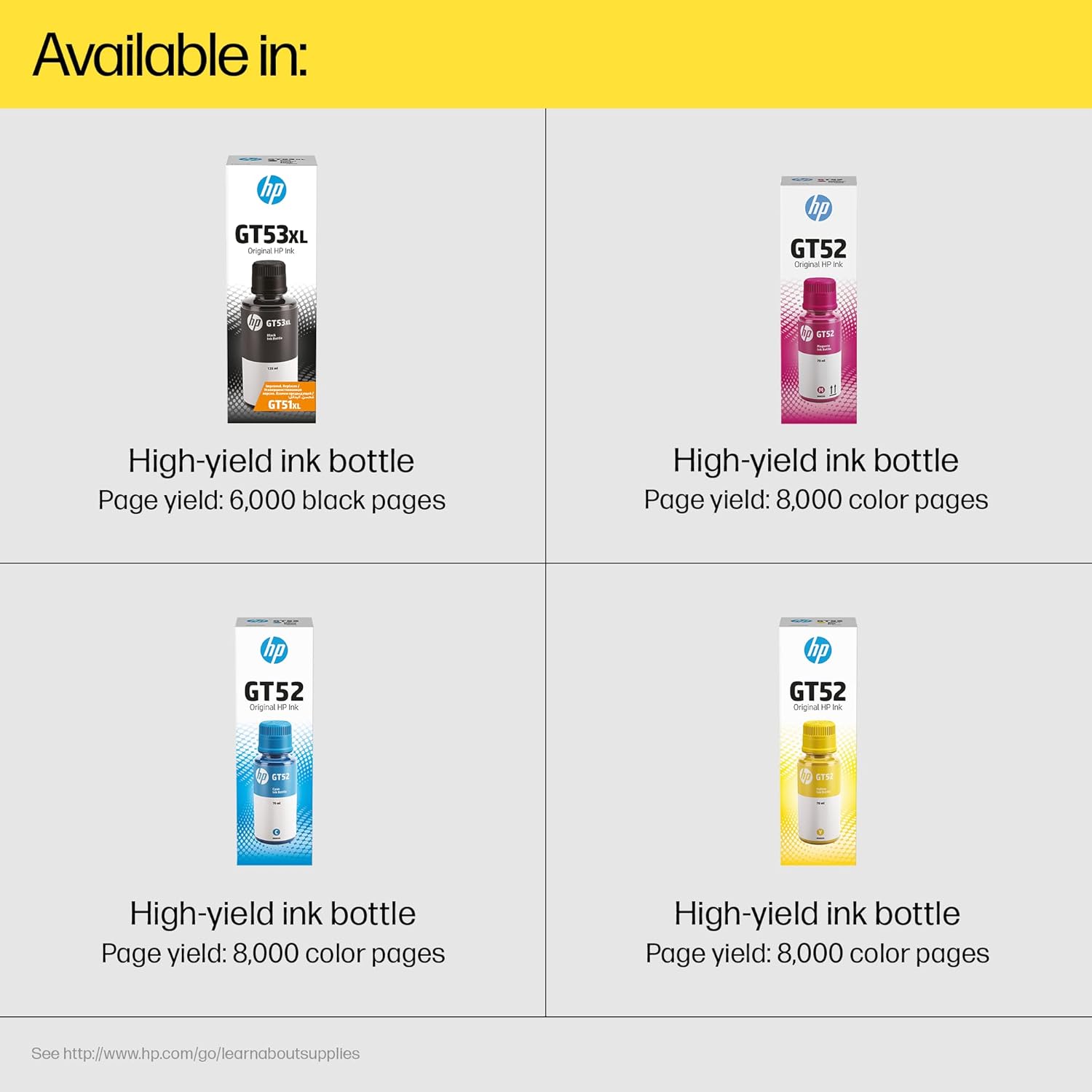 HP GT52 Yellow Original Ink Cartridge | 8000 pages 