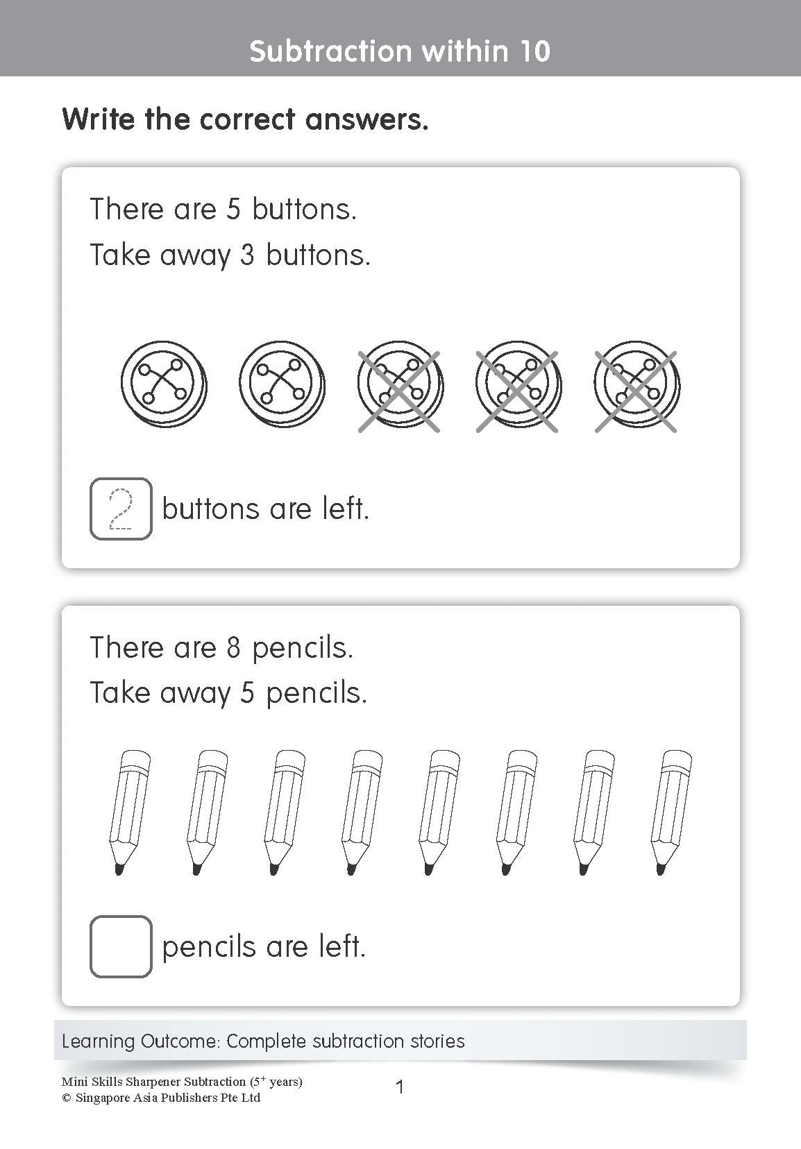 K1 - Mini Skills Sharpener SUBTRACTION (5+ Years)