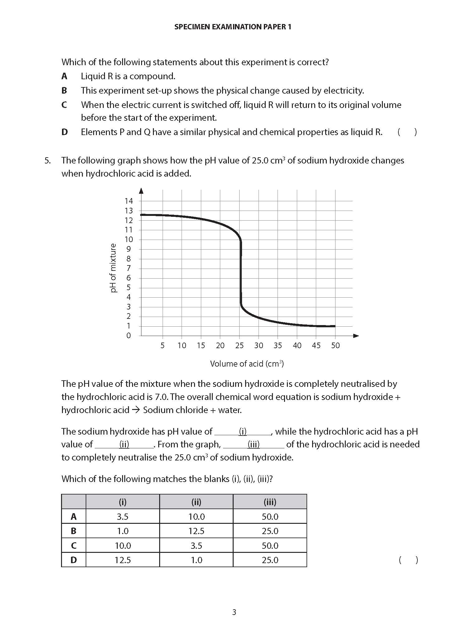 Secondary 2 Science (G3) Examination Practice