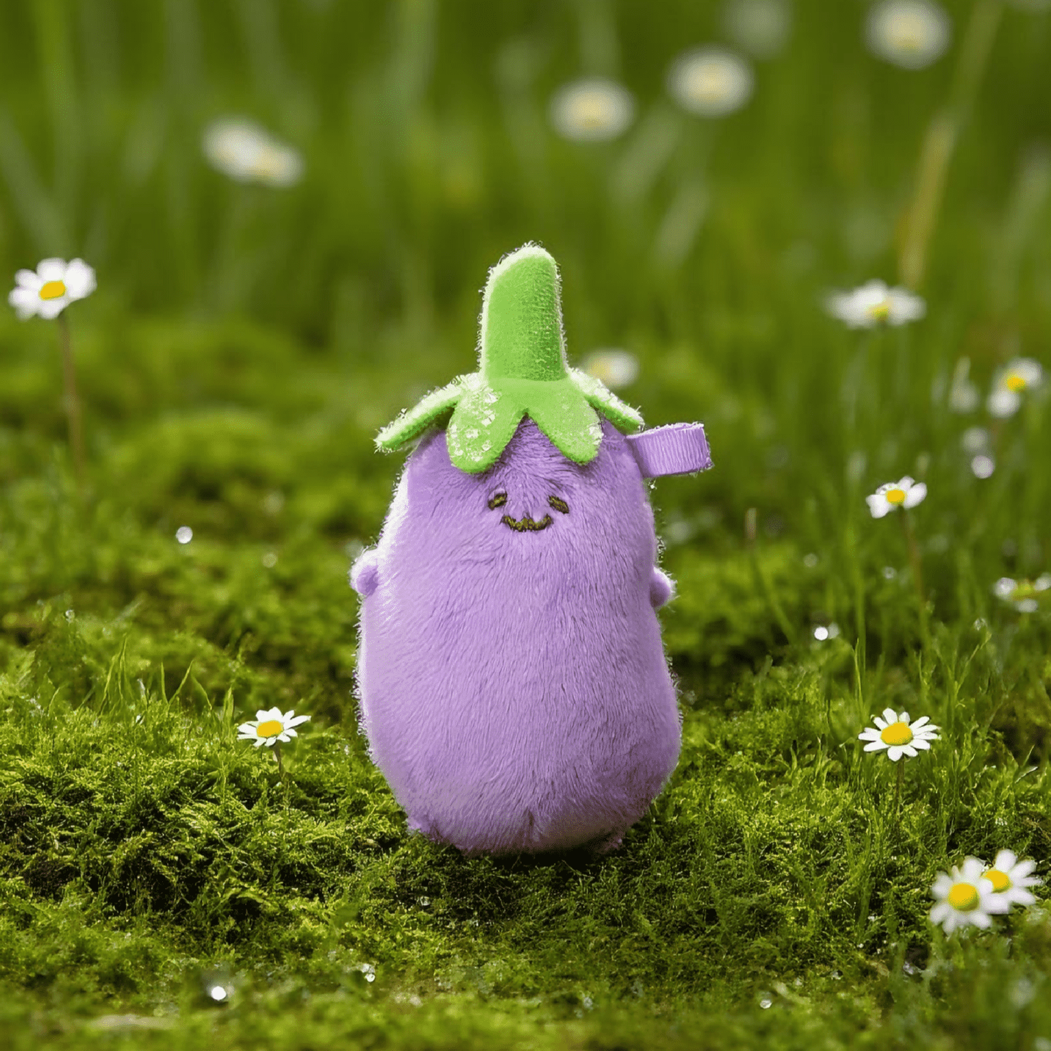 Pinching Plush 0.5mm Gel Pen Bag Charm - Eggplant