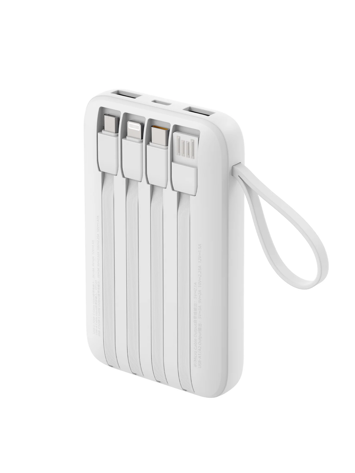 Aukey PB-Y95 Swivel Quad 10000mAh Fast Charging Powerbank with 4 Built-in Cables [3C | CCC Certified] Silver