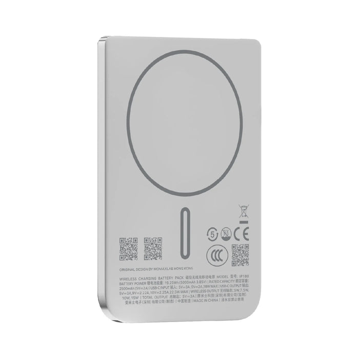 Momax 1-Power S.Pass Air 5000mAh Slim Magnetic Power Bank - Silver