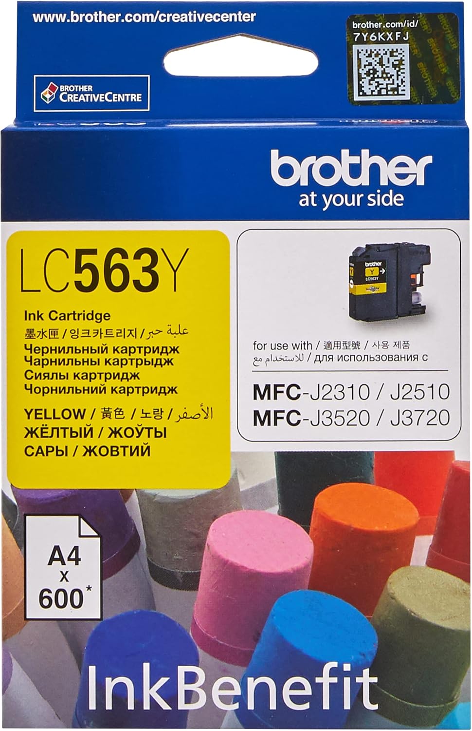 Brother LC563Y Original Ink Cartridge Compatible with MFC Series, 600 Pages, Yellow