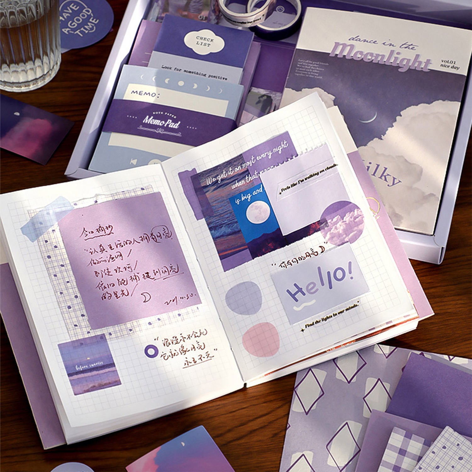 Scrapbooking Stickers and Notebook Set, Moonlight XM2109