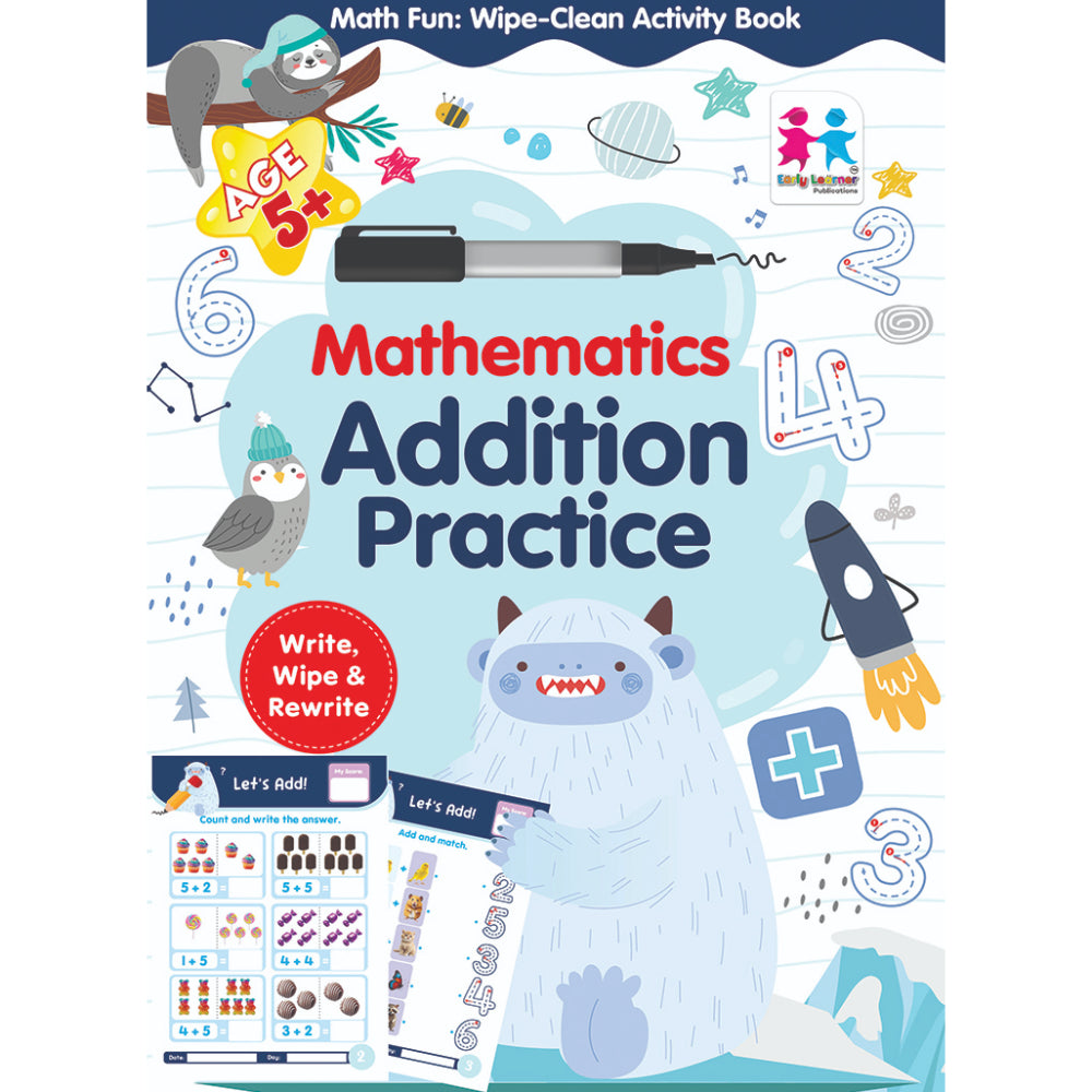 K1 Wipe Clean Activity Book Mathematics Addition Practice