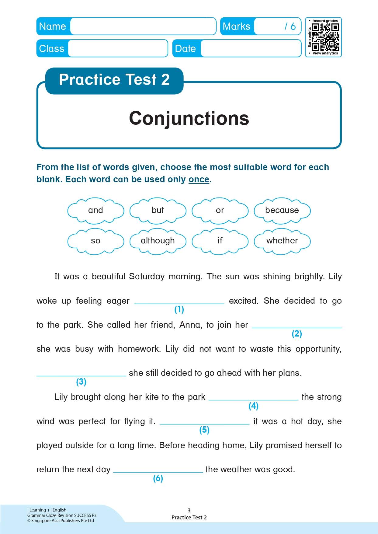 LEARNING+ ENGLISH GRAMMAR CLOZE Revision Success Primary 3
