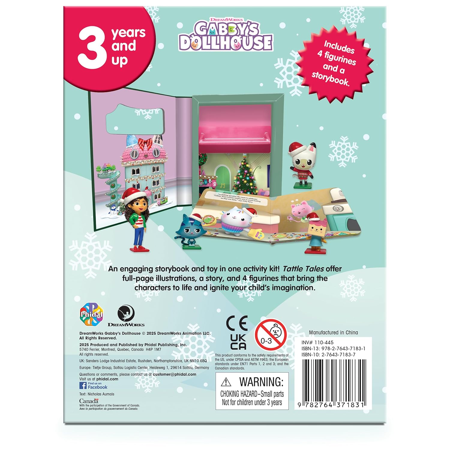 Gabby's Dollhouse Christmas Tattle Tales (12-Page Storybook, 4 Figurines) Board Book – Picture Book