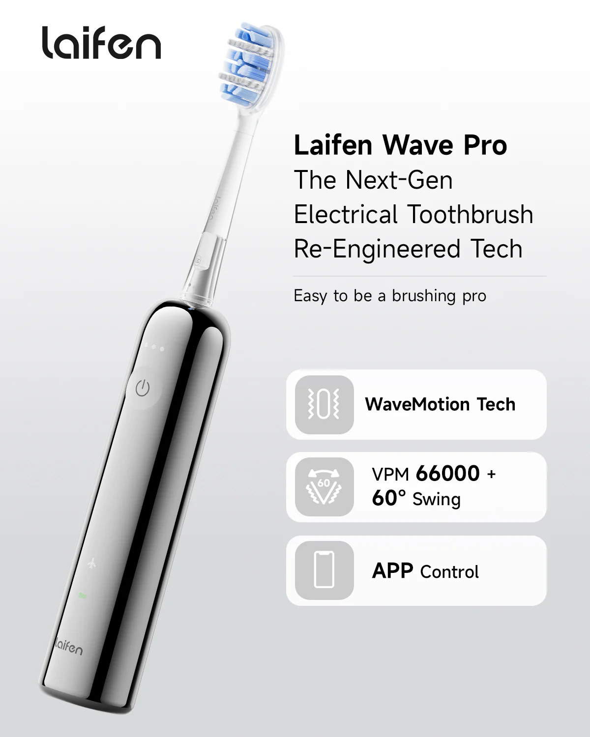 Laifen Wave Pro Stainless Steel Toothbrush