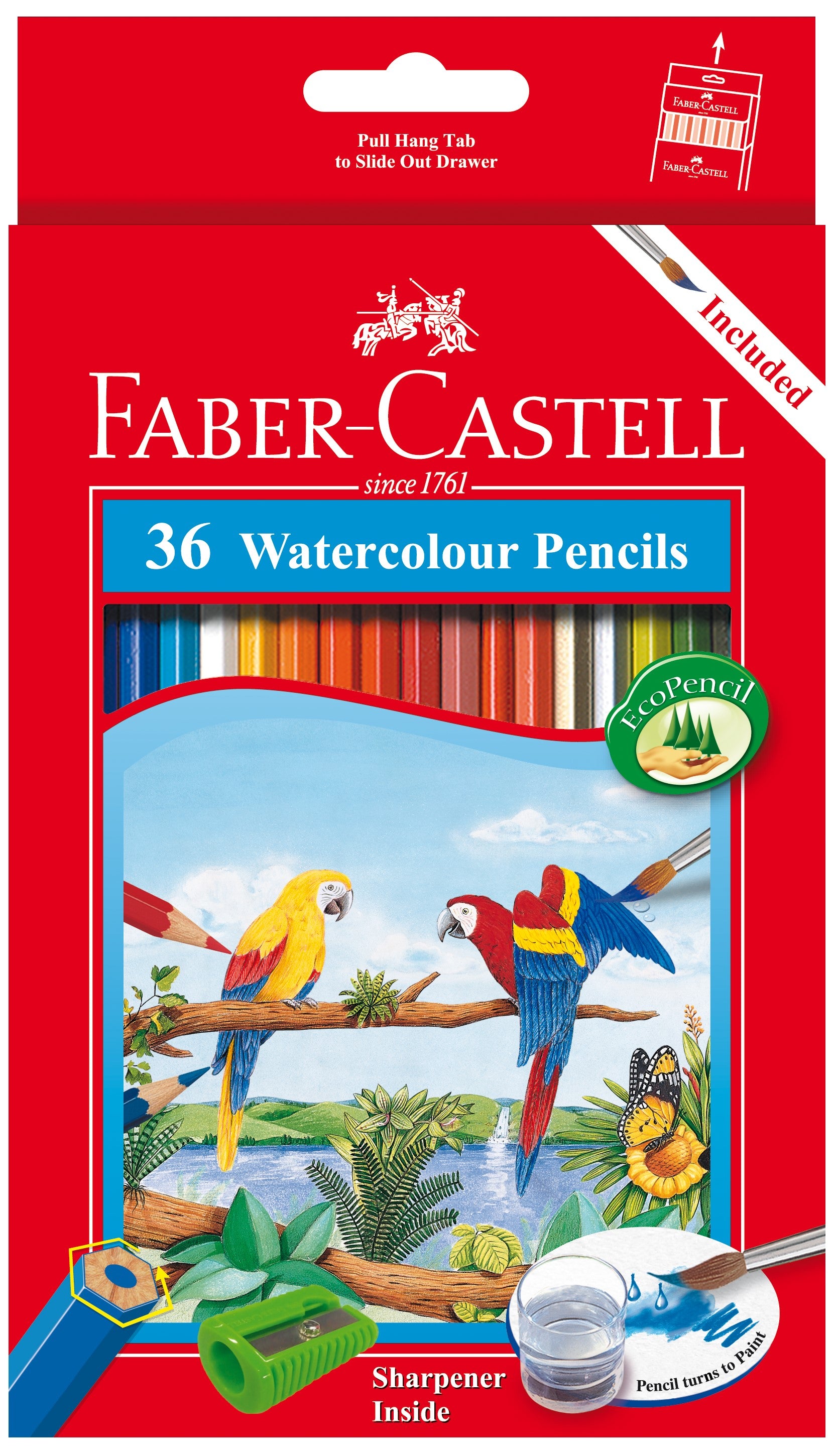 Faber-Castell Watercolour Pencils Parrot, 36 Colours Long-114466