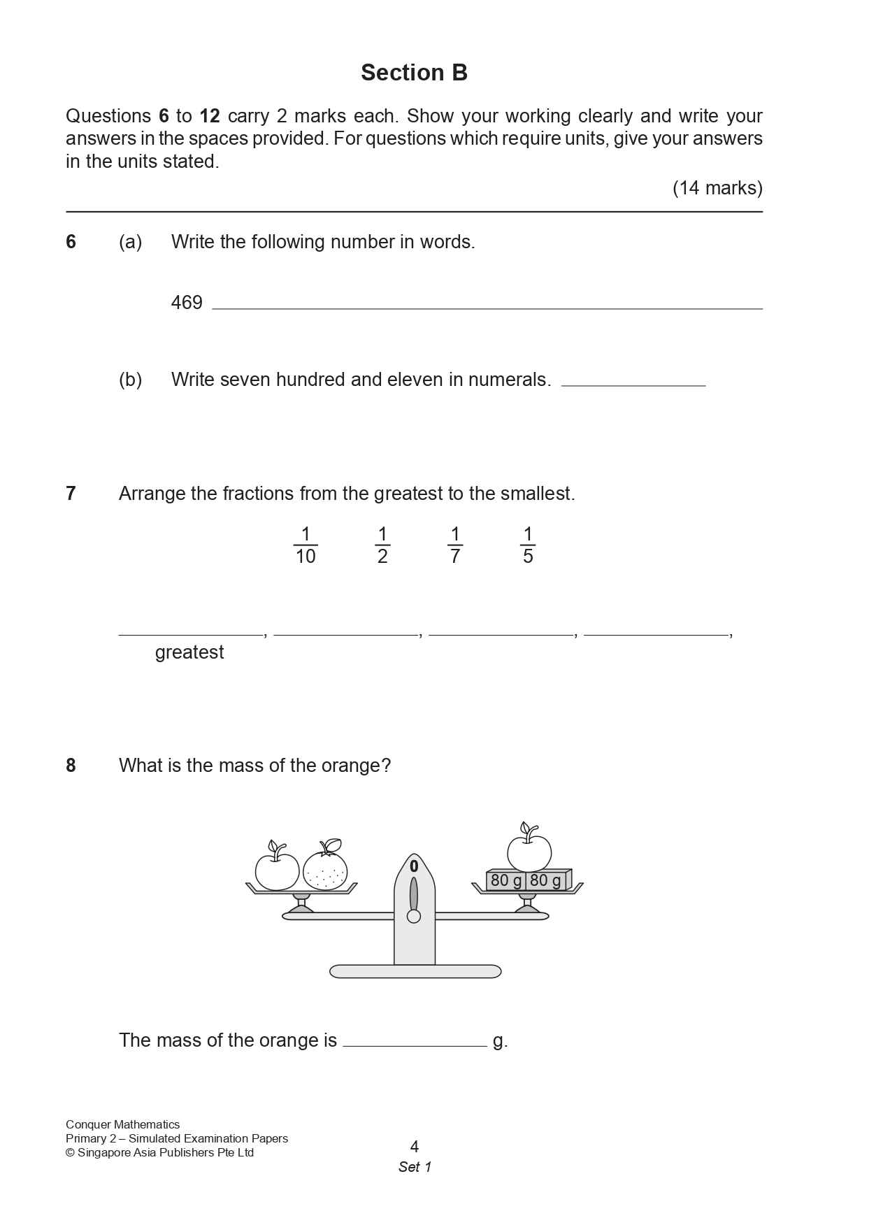 Conquer Mathematics Primary 2 Simulated Examination Papers