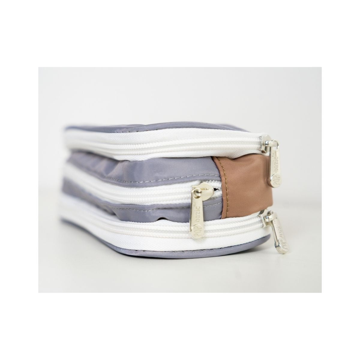 Pop Bazic Triple Zip Pencil Bag (Grey) - PB-505VCB- Grey