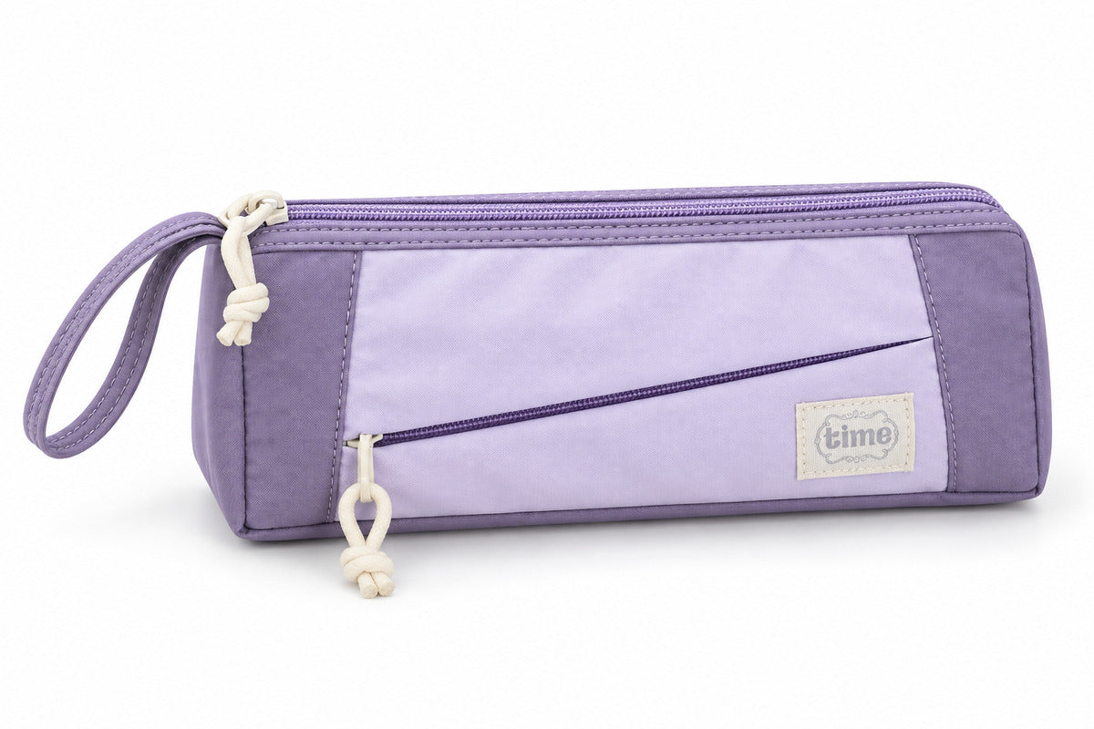  Colour Block Large Capacity Pencil Bag with Wrist Strap – 4 Assorted Colour 
