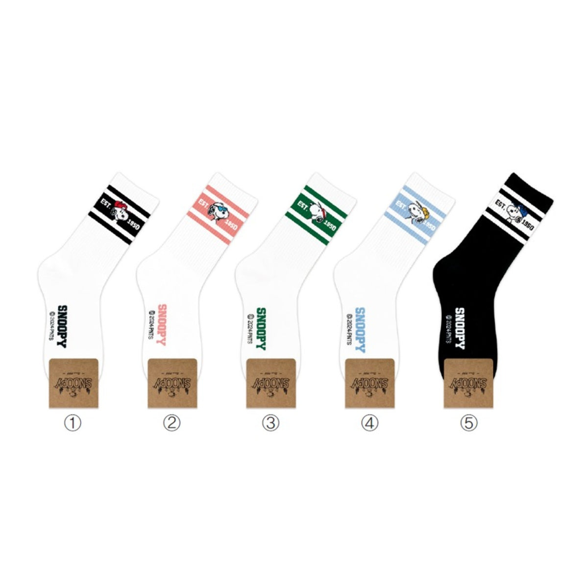 Snoopy Sporty Long Sock - Black Stripe