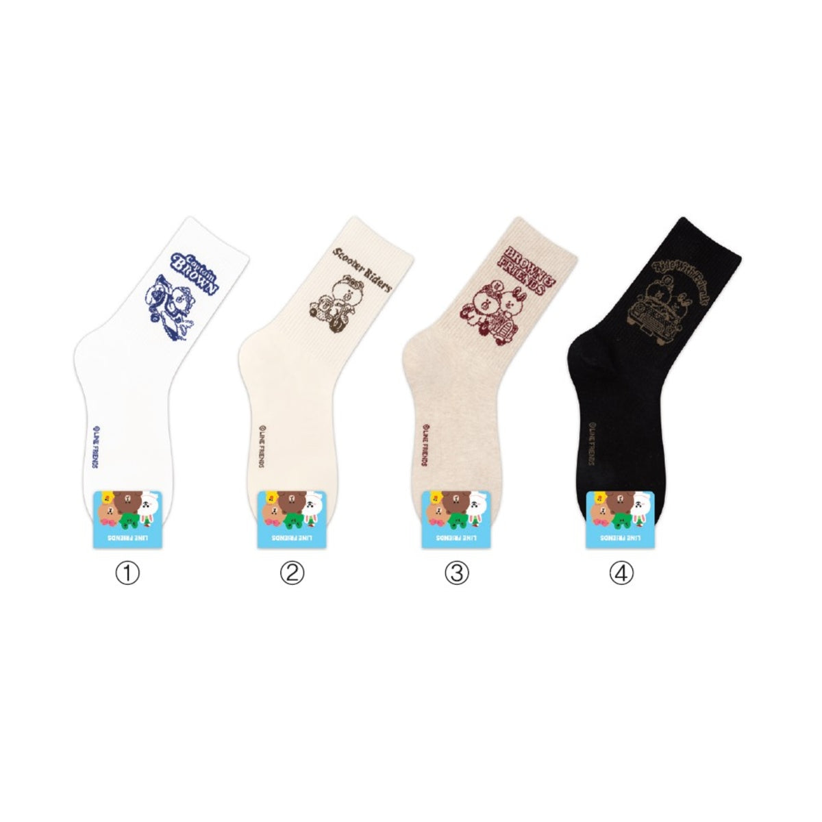 Line Friends Vintage Long Sock - White