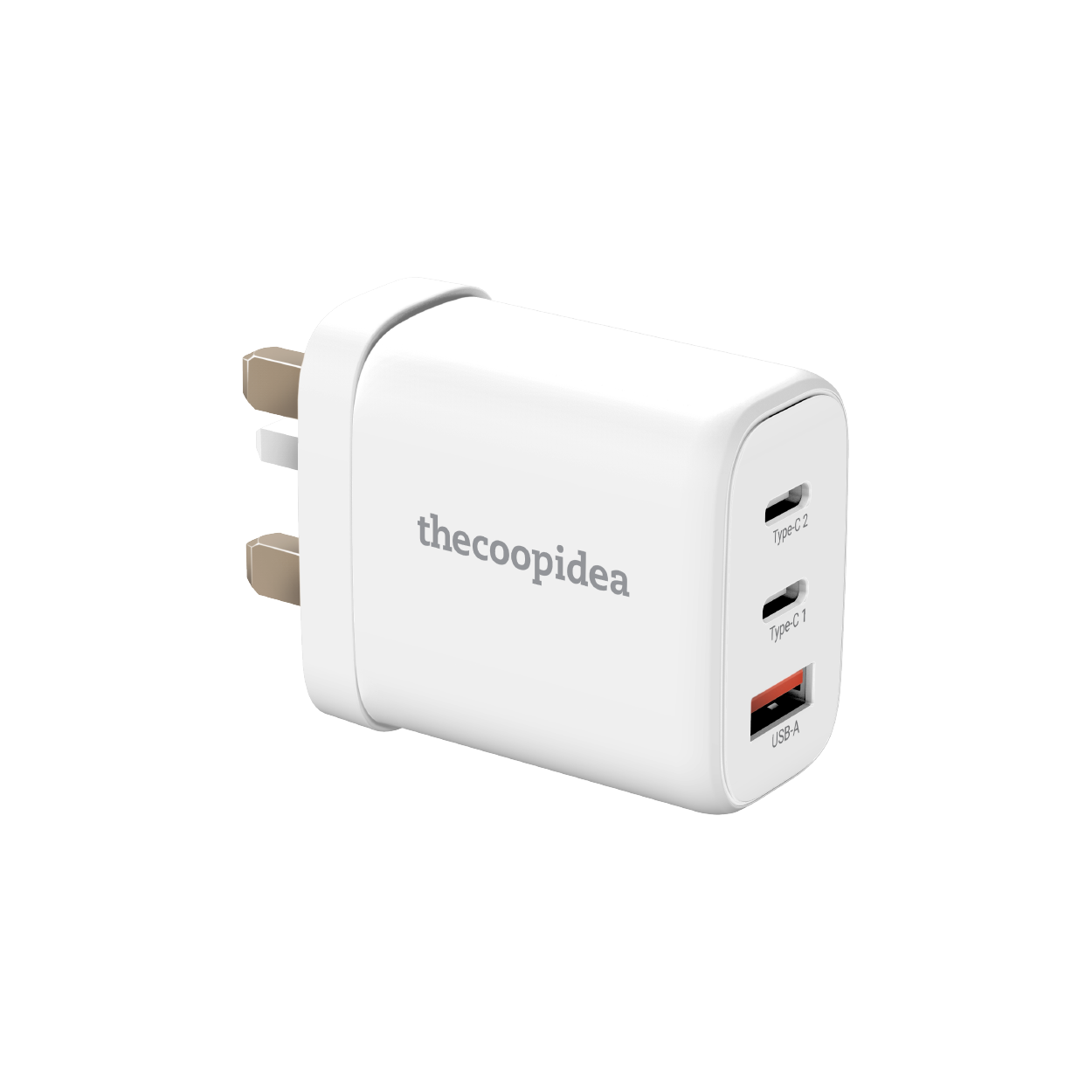 thecoopidea GaN Block 65W 3 Ports PD+QC Fast Charge Adapter - White