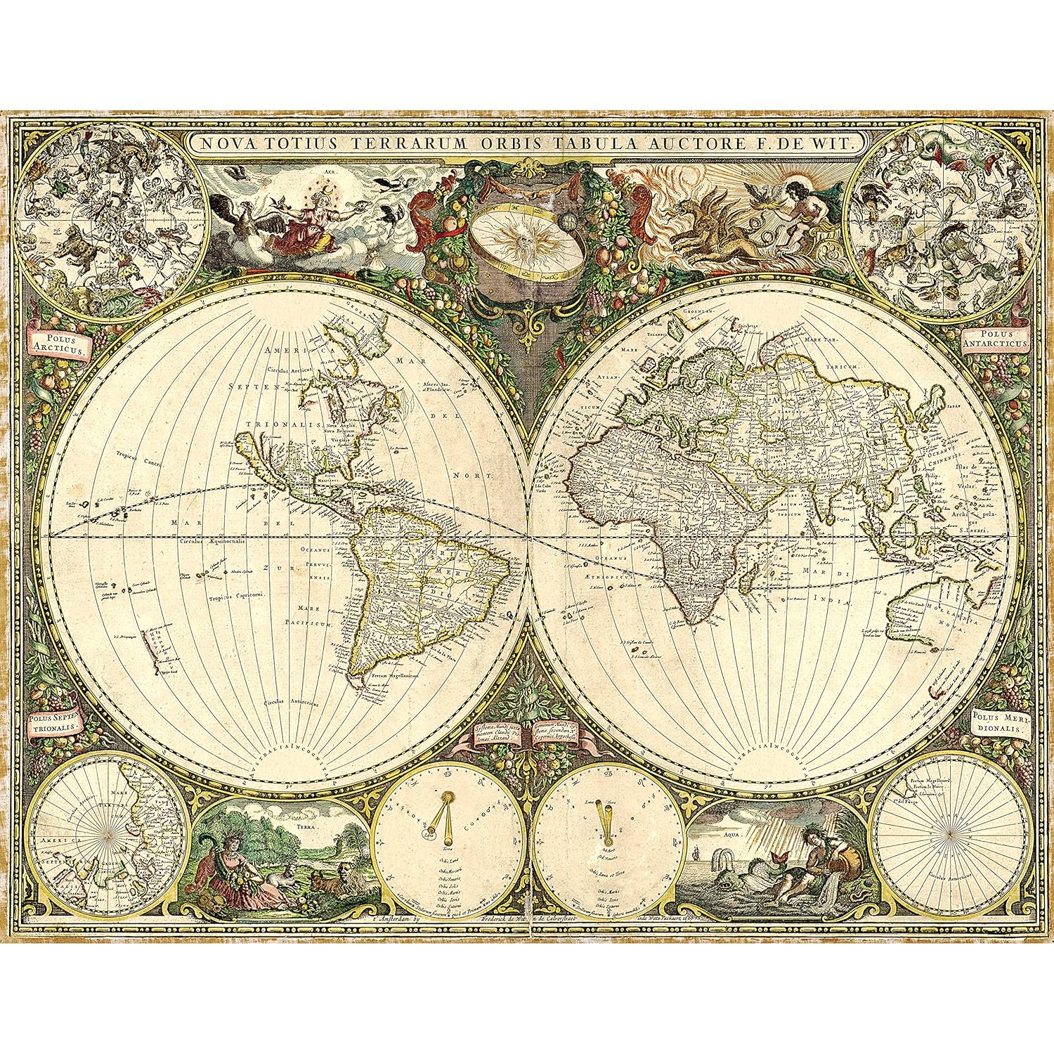 HINKLER MINDBOGGLERS GOLD 1500 PIECE JIGSAW PUZZLE VINTAGE WORLD MAP