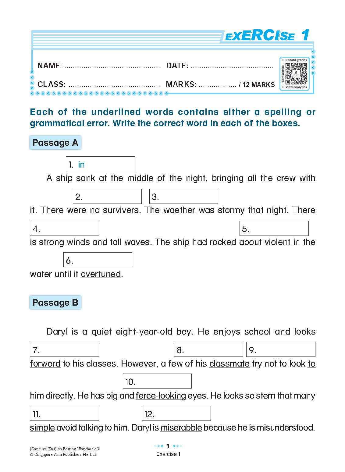 Primary 3 Conquer English Editing Workbook 3-3rd Edition
