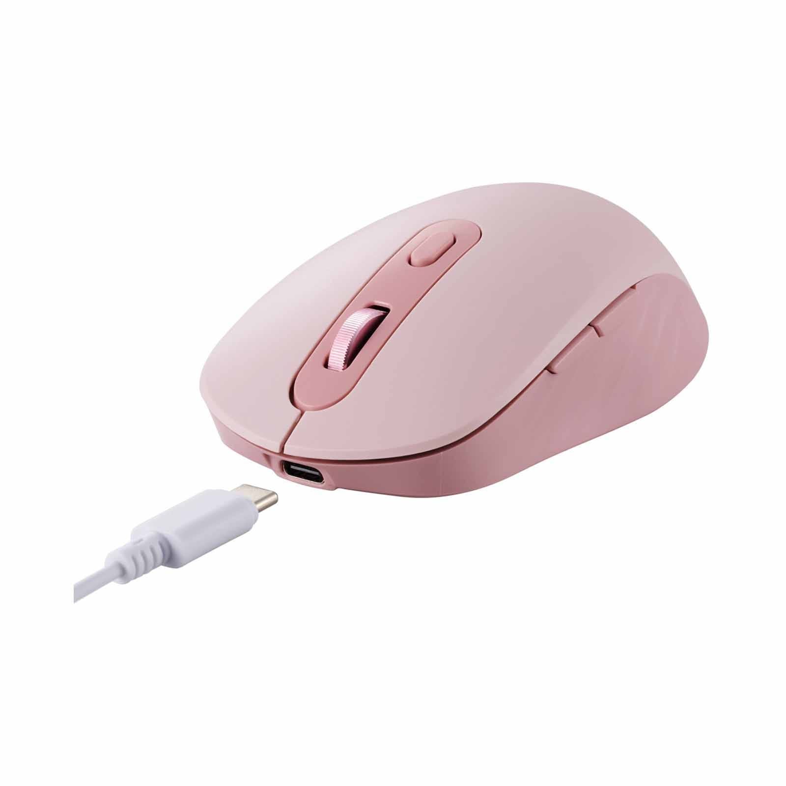 Elecom M-MY35MBSPN-G 6-Button Silent Mouse – Dual-Mode BT/Wireless, Rechargeable - Pink