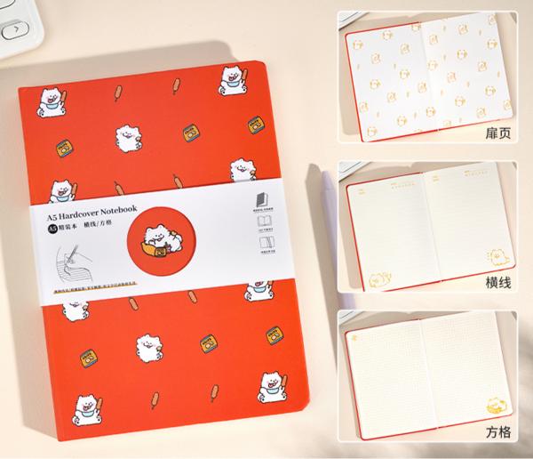A5 Hard Cover Notebook 80S Bear Food Red