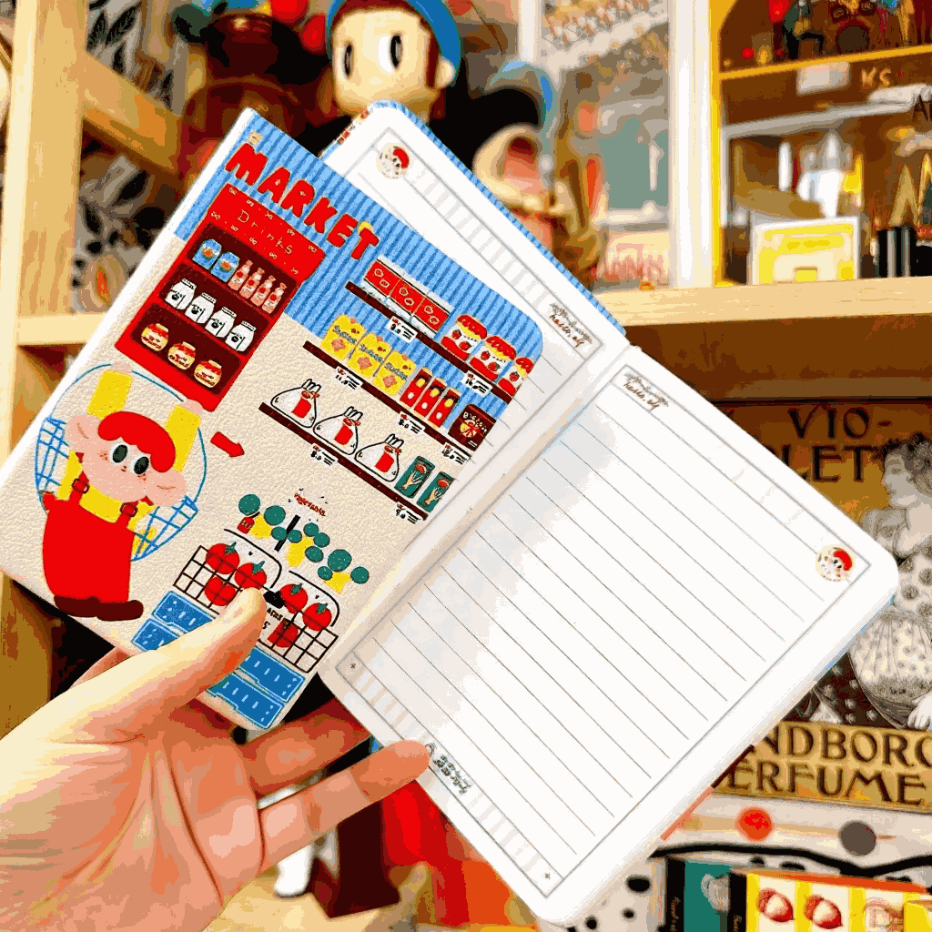 A6 Leather Cover Lined Notebook 80'S - Supermarket