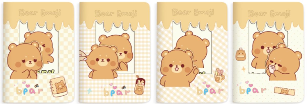  Bear Emoji A5 Sewn Notebook 32 Sheets – 4 Assorted Design 