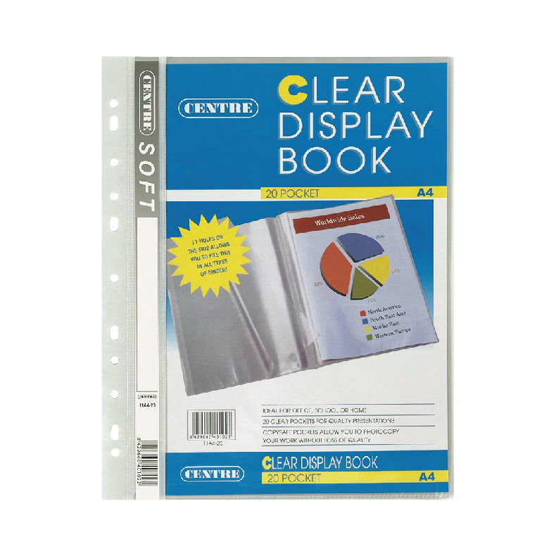 Centre Soft Slim Clear Book With 11-hole A4 20poc