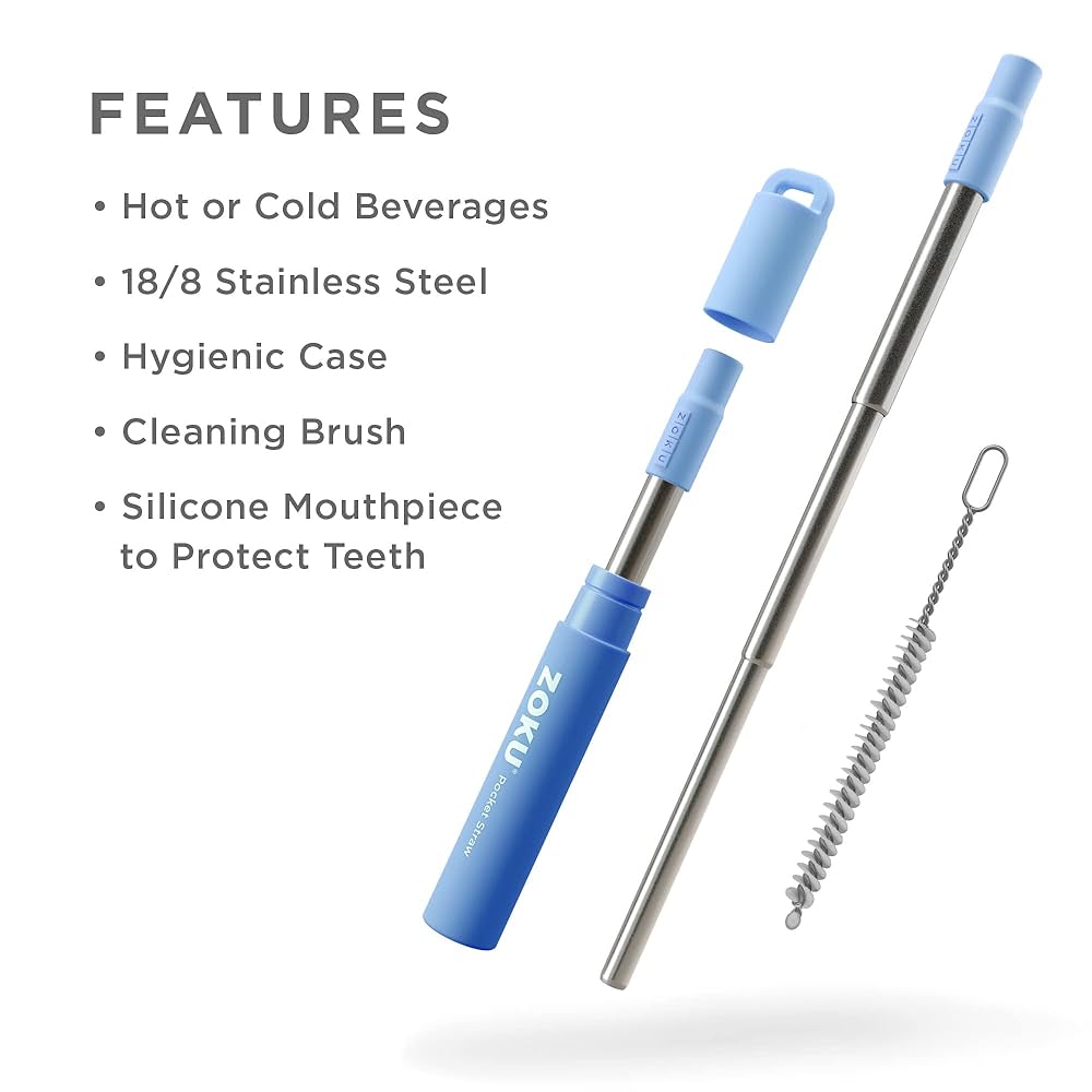 Zoku Two Tone Pocket Straw - Blue