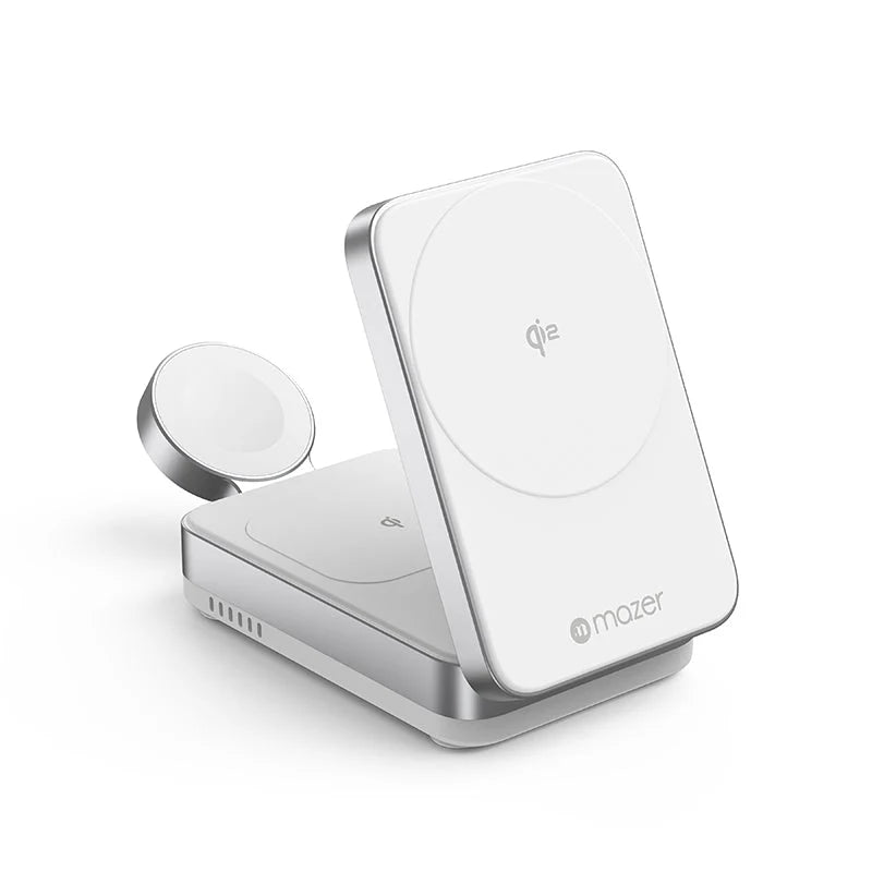 Mazer Qi2 23W Foldable 3in1 Wireless Charger (White)
