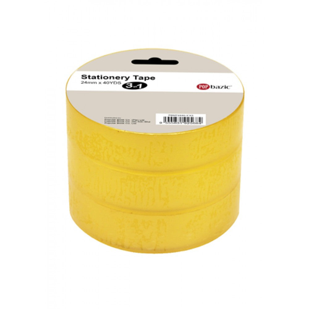 POP BAZIC Stationery Tape 24MM x 50 Yards 3" 3 in 1