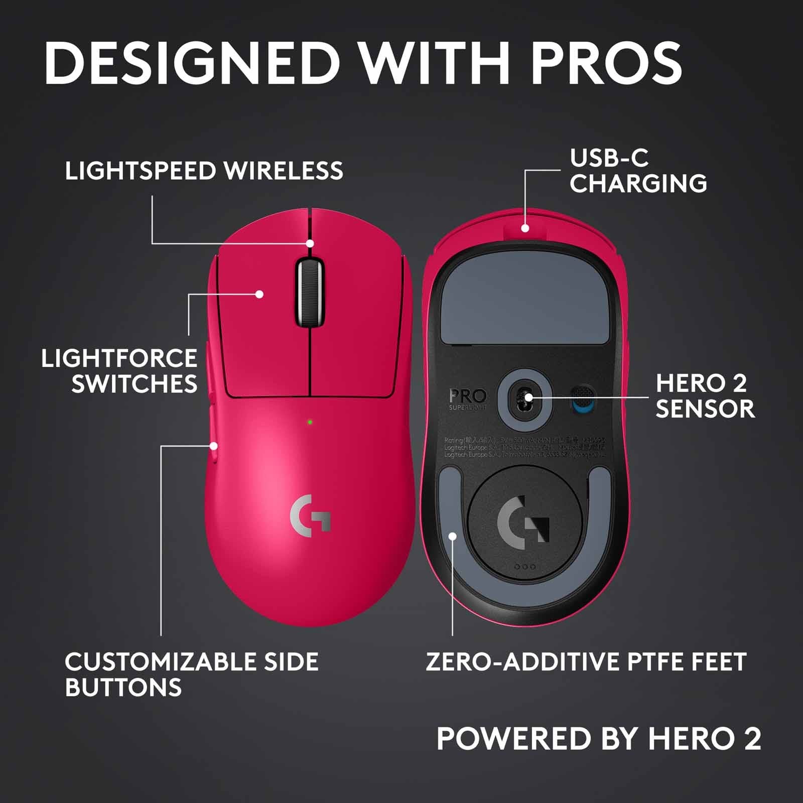 Logitech PRO X SUPERLIGHT 2c Wireless Gaming Mouse - Magenta