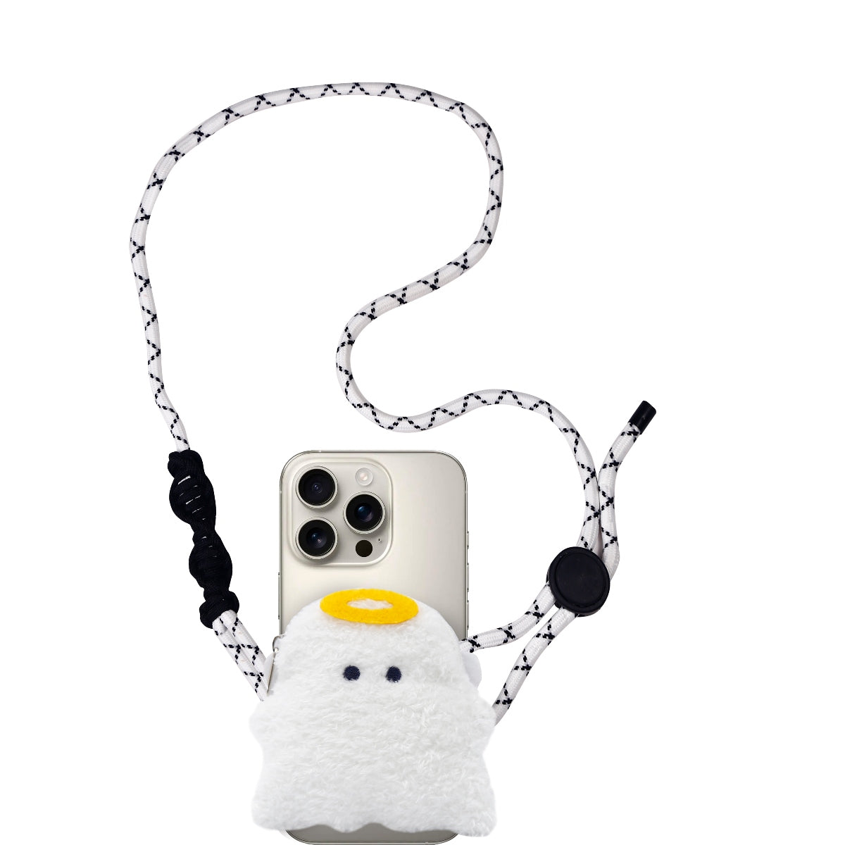 Obakenu Crossbody Phone Back Clip with Plush Zip Pouch