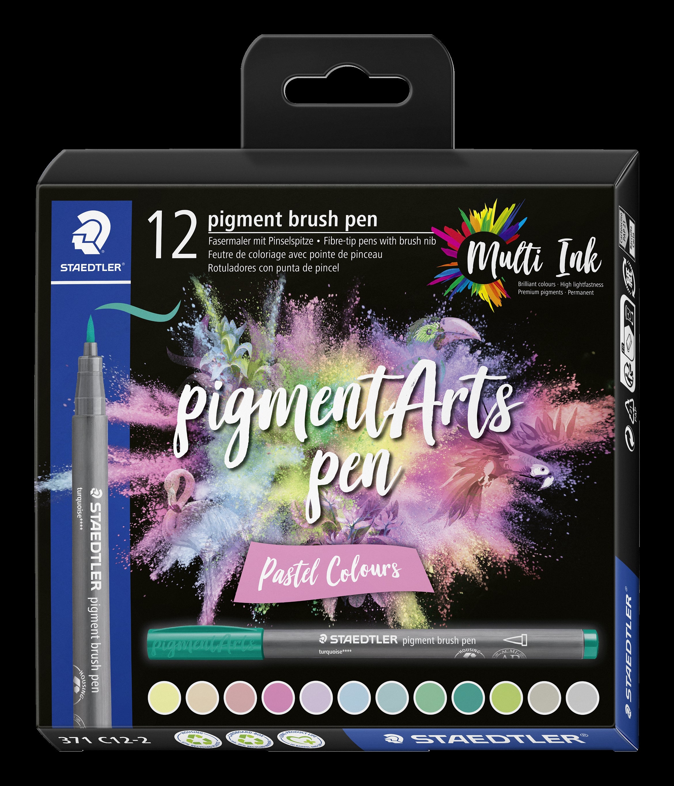 Staedtler Pigment Brush Pen 12's Pastel Colours