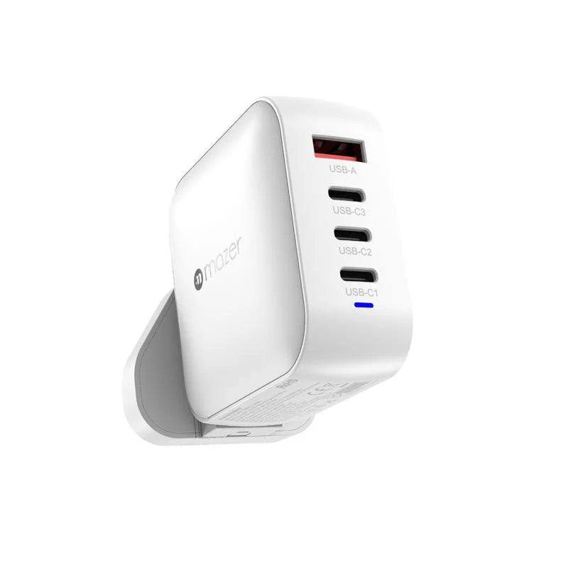 Mazer M-G100W-V5-WH PD100W 3C1A Travel Adapter with Changeable Plugs (White)
