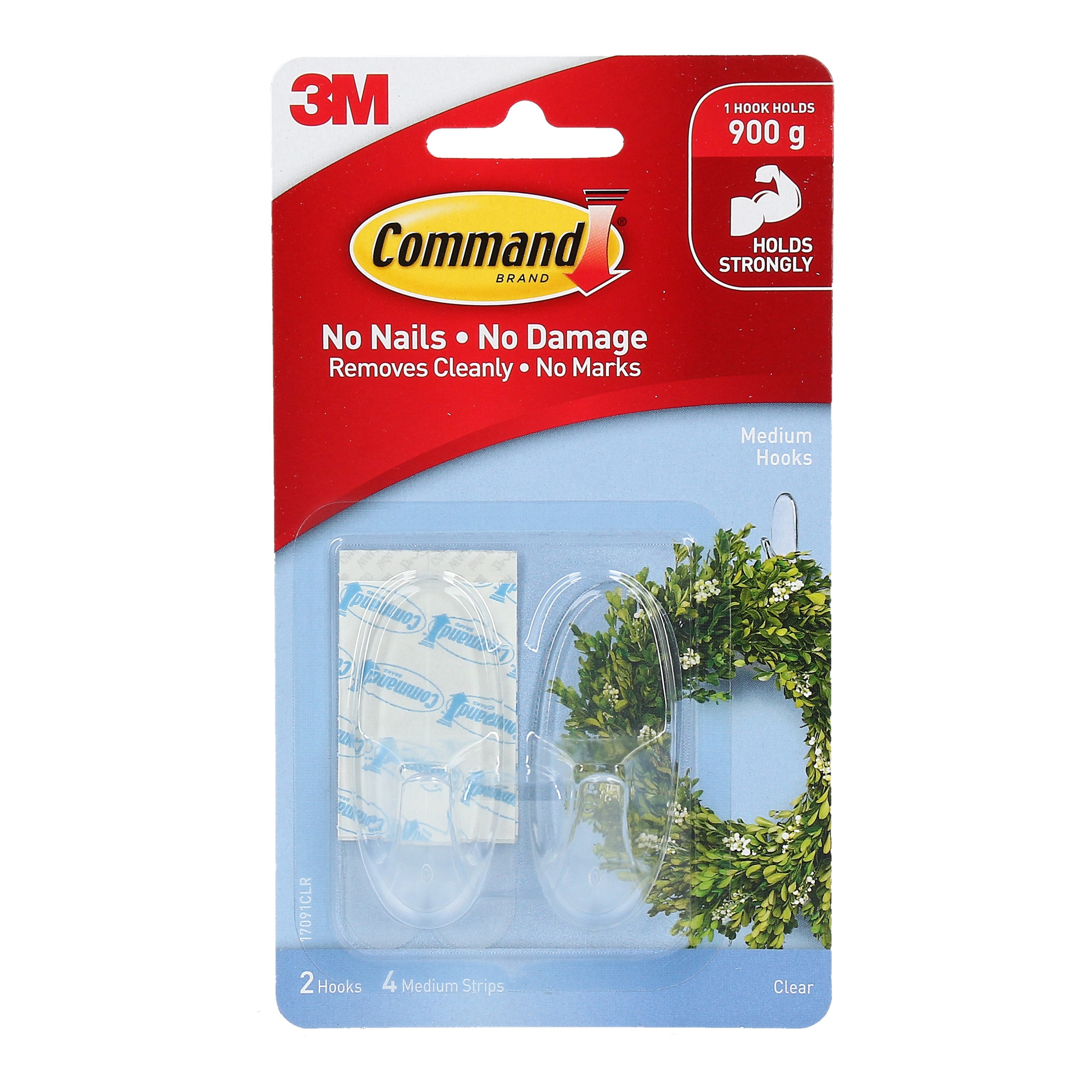 Command™ 17091CLR Medium Clear Hooks with Clear Strips