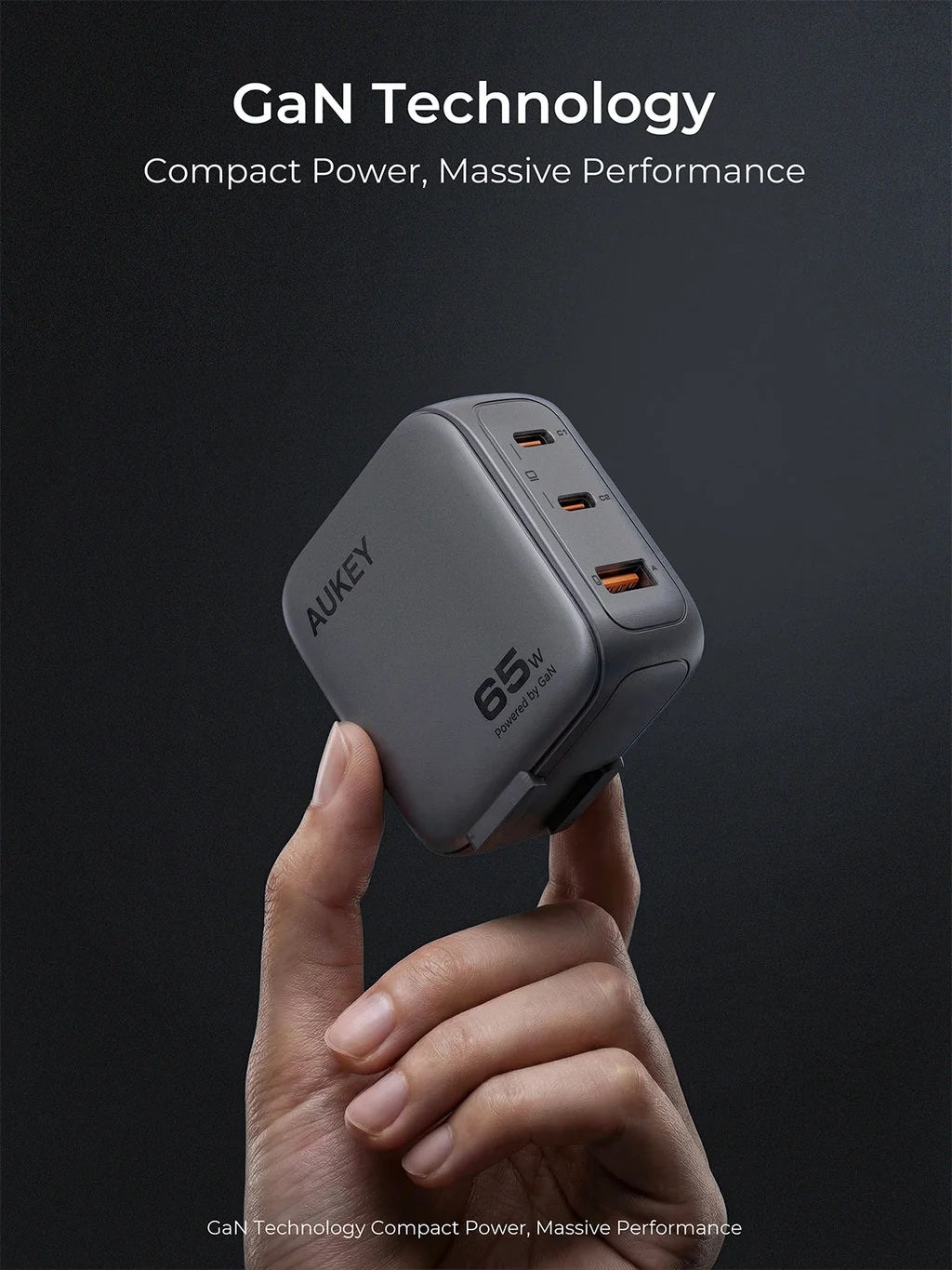 Aukey PA-B8 Nova PinS 65W GaN Wall Charger - Grey