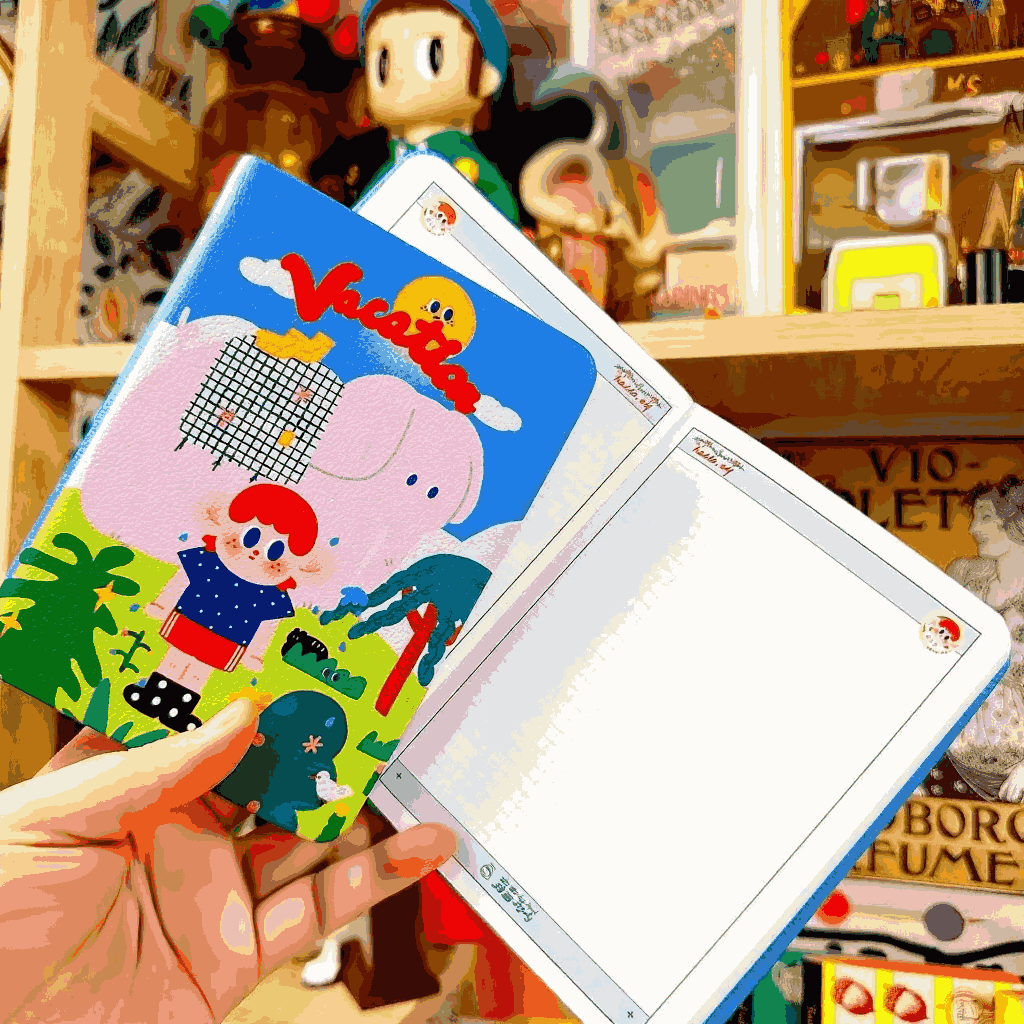A6 Leather Cover Grid Notebook 80'S - Elephant