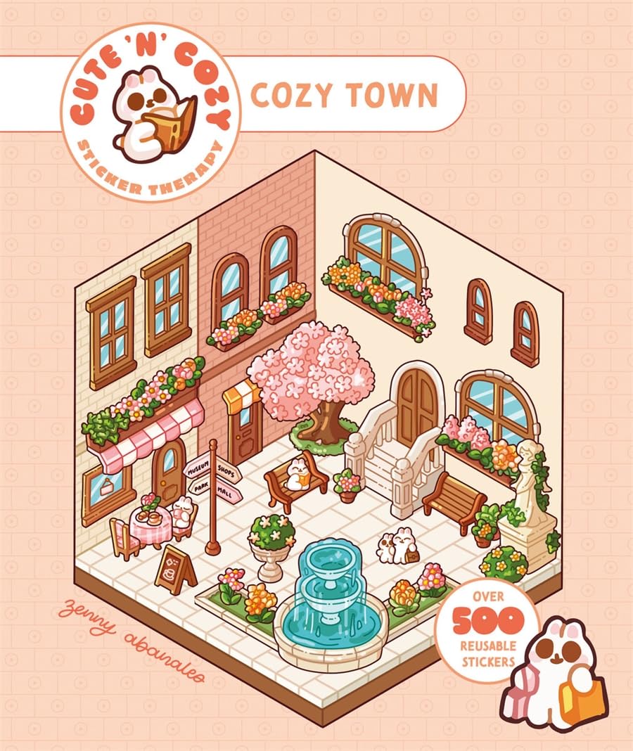 Cute 'n' Cozy Sticker Therapy: Cozy Town (Paperback)