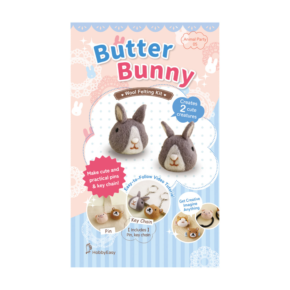 DIY Animal Felting Key Charm - Butter Bunny