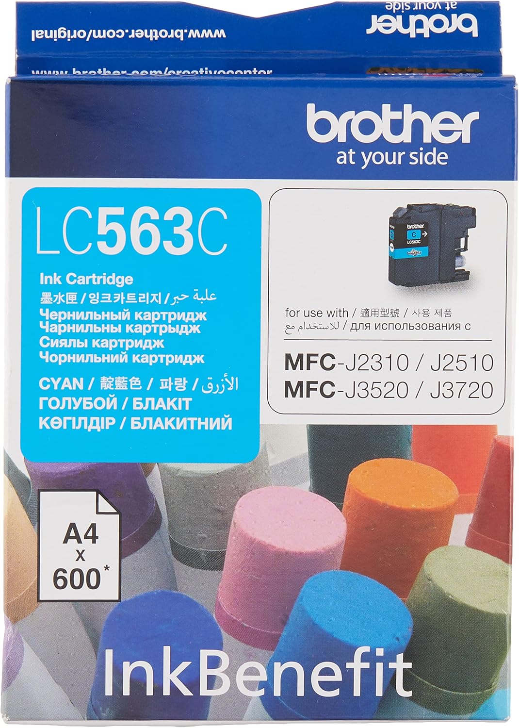 Brother LC563C Original Ink Cartridge Compatible with MFC Series, 600 Pages, Cyan