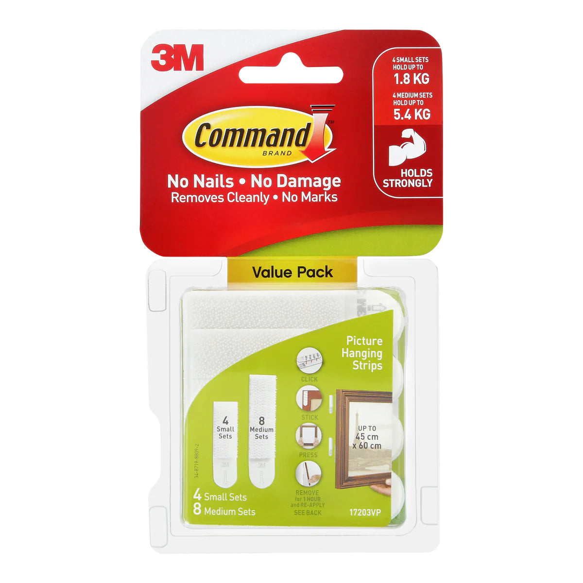 Command™ 17203VP Small and Medium Picture Hanging Strips Value Pack