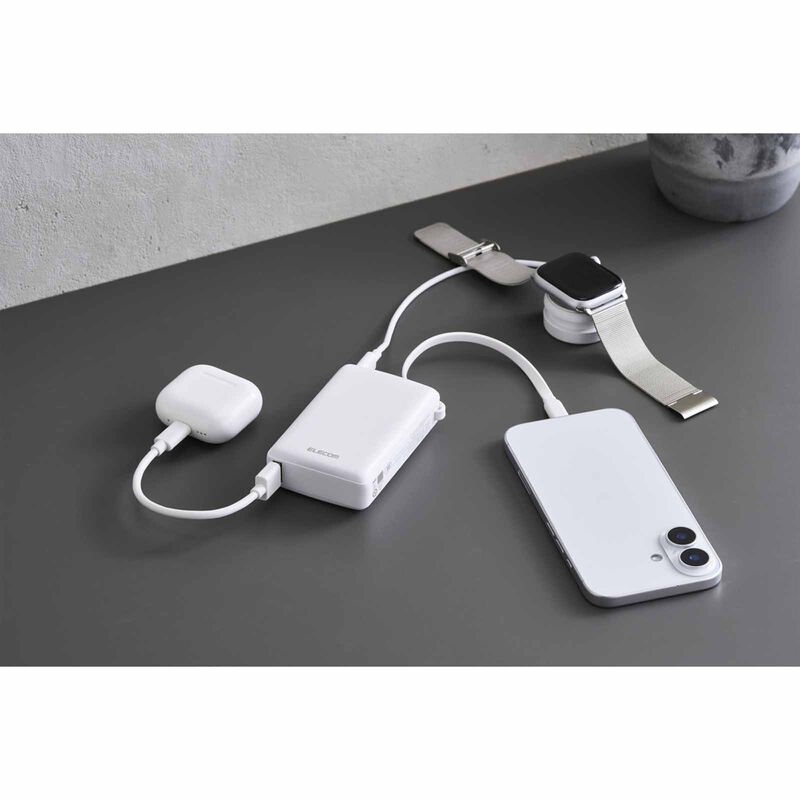 ELECOM CCC Power Bank 10000mAh 30W With Integrated USB-C Cable DE-A06-10000WH -  White