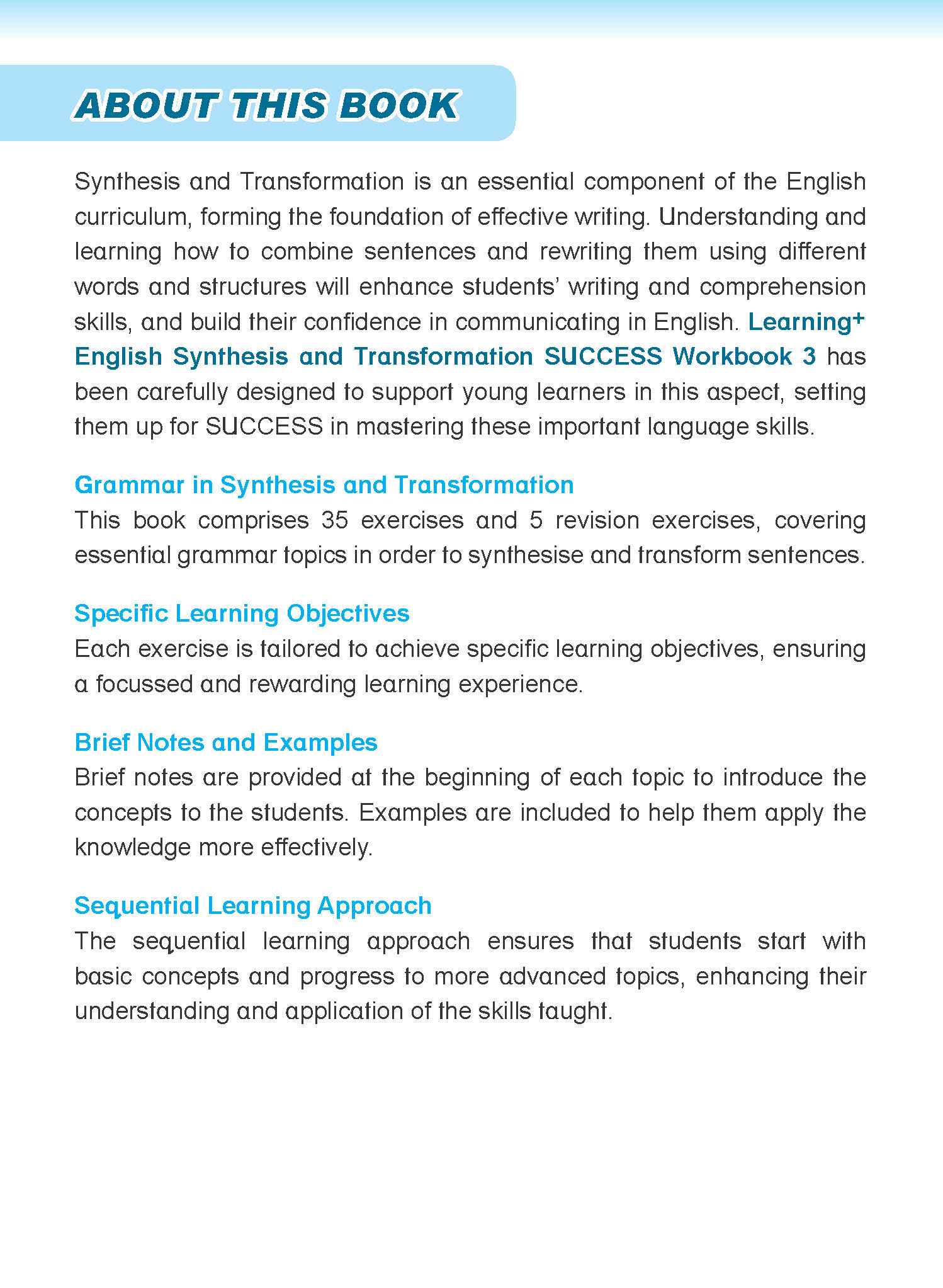 Primary 3 LEARNING+ ENGLISH Synthesis and Transformation SUCCESS Workbook 3
