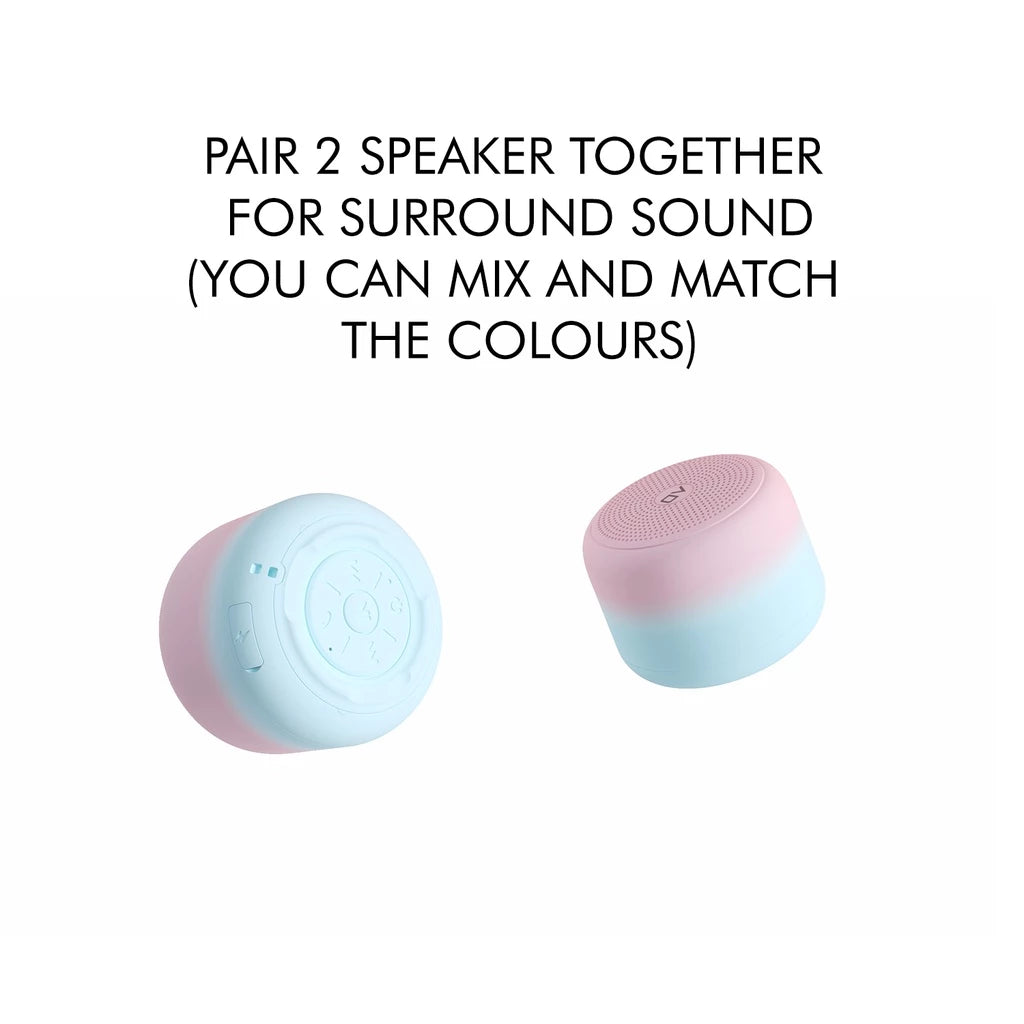 Alpha & Delta Play Mini Portable Bluetooth Speaker (White-Pink)