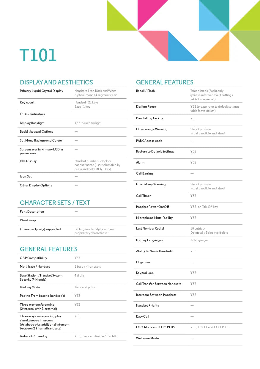 Motorola Digital Cordless Phone (T101)